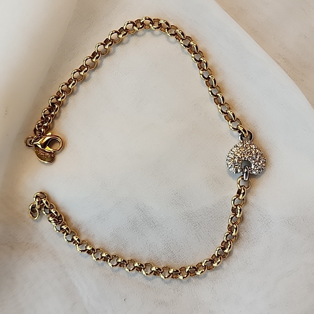 GLAM NOLAN MILLER ANKLE BRACELET w/ RHINESTONE HEART PRE-OWNED